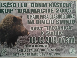 Najava: Kup Dalmacije 2015 u radu pasa glasnog gona na DIVLJU SVINJU - gater &quot;TREĆANICA&quot; Kaštel Štafilić